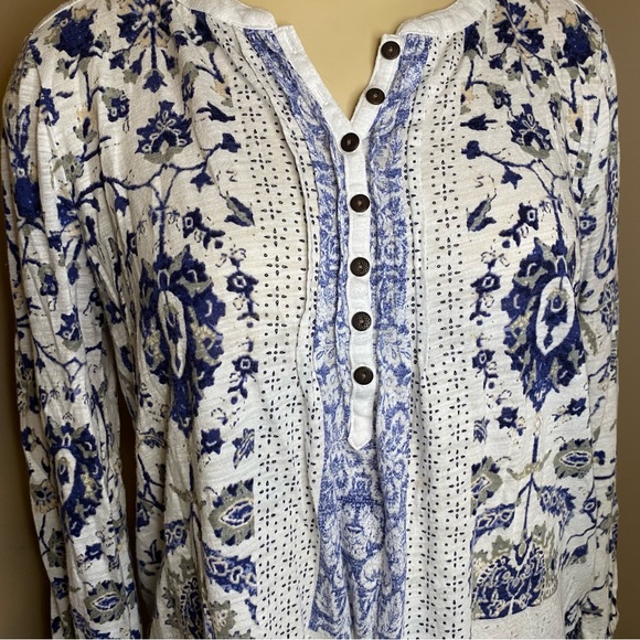 Lucky Brand Size Small Womens 3/4 Length Sleeve Floral Blouse - Picture 2 of 9